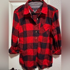 Tommy Hilfiger Red and Black Checkered Shirt